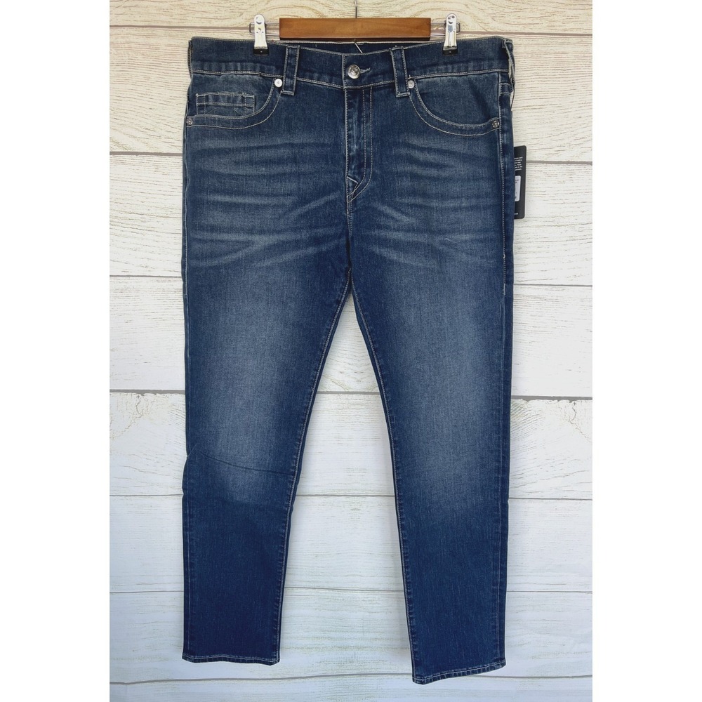 True Religion Jeans Mens 36X32 Rocco SN Cloudburst‎ Relaxed Skinny Stretch New